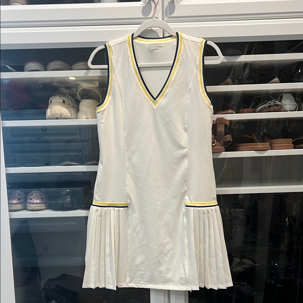 Tory Sport White Sleeveless V-Neck Sheath Mini Dress
